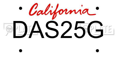 DAS25G California License Plate