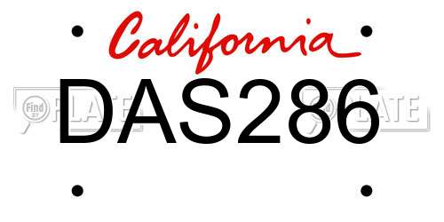 DAS286 California License Plate