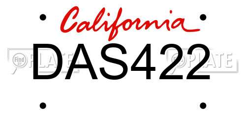 DAS422 California License Plate