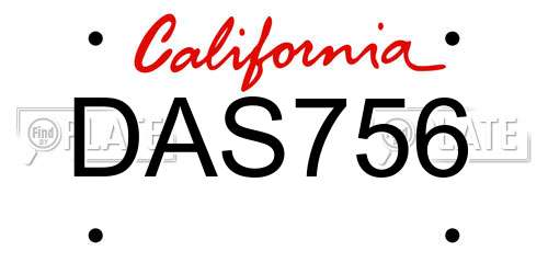 DAS756 California License Plate
