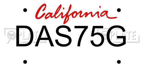 DAS75G California License Plate