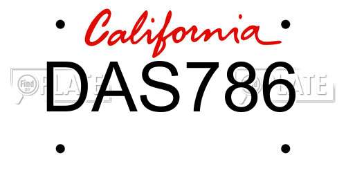 DAS786 California License Plate