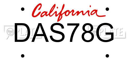 DAS78G California License Plate