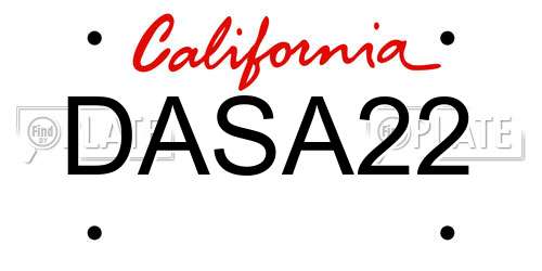 DASA22 California License Plate