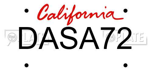 DASA72 California License Plate