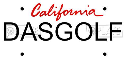 DASGOLF California License Plate