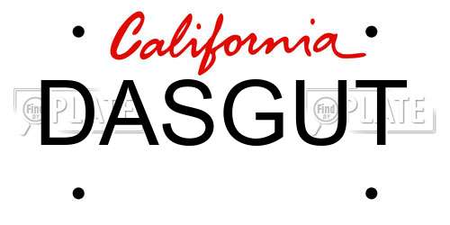 DASGUT California License Plate