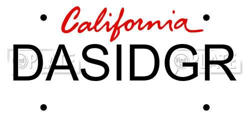 DASIDGR California License Plate