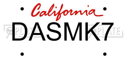 DASMK7 California License Plate