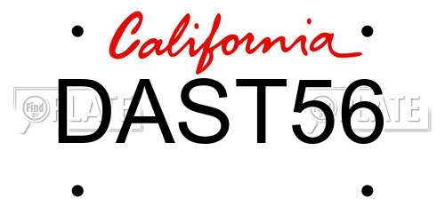 DAST56 California License Plate