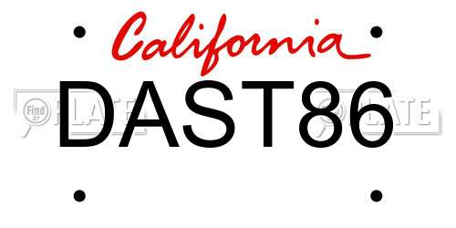 DAST86 California License Plate