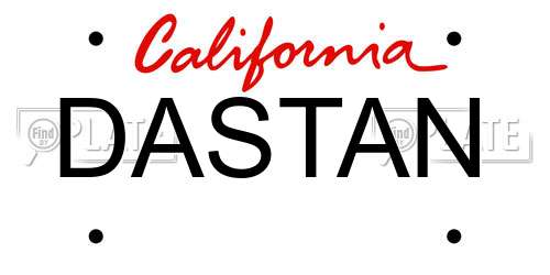 DASTAN California License Plate