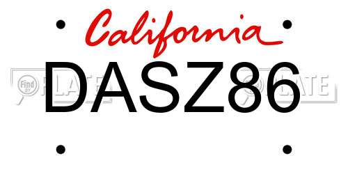 DASZ86 California License Plate
