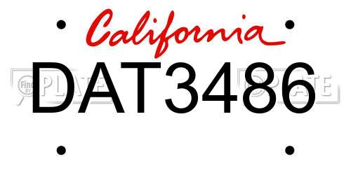 DAT3486 California License Plate