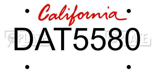 DAT5580 California License Plate