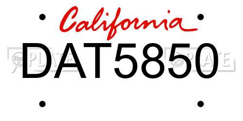 DAT5850 California License Plate