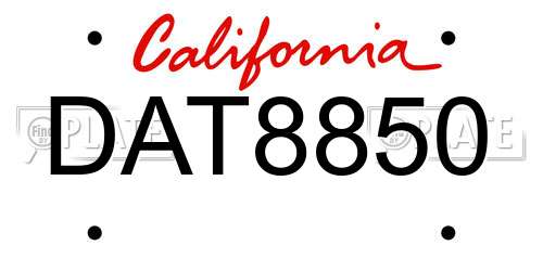 DAT8850 California License Plate