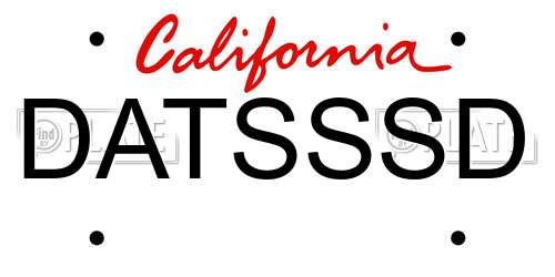 DATSSSD California License Plate