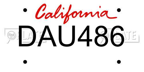 DAU486 California License Plate