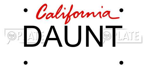 DAUNT California License Plate