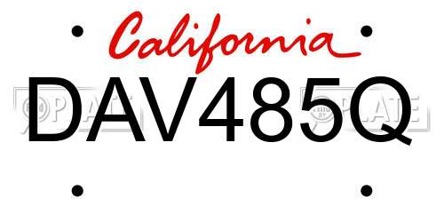 DAV485Q California License Plate