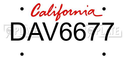 DAV6677 California License Plate
