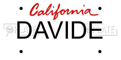 DAVIDE California License Plate