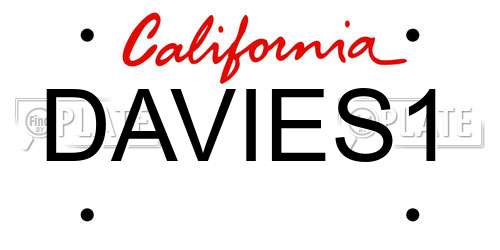 DAVIES1 California License Plate