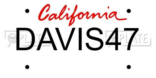 DAVIS47 California License Plate