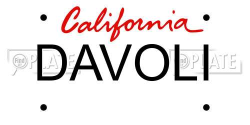 DAVOLI California License Plate