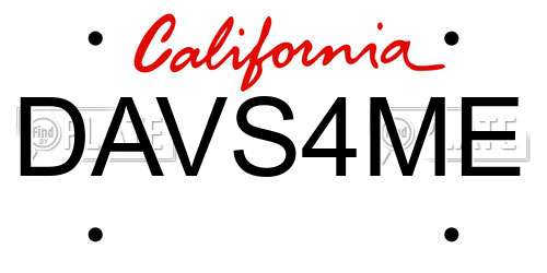 DAVS4ME California License Plate