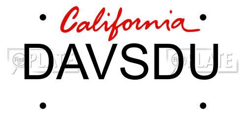 DAVSDU California License Plate