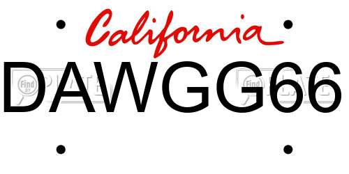 DAWGG66 California License Plate