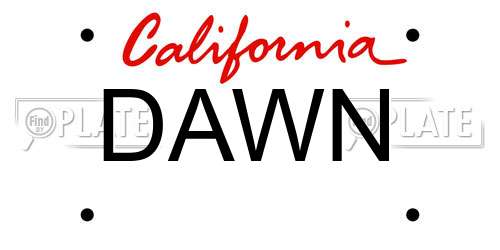 DAWN California License Plate