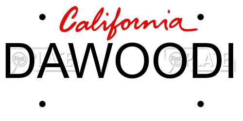 DAWOODI California License Plate