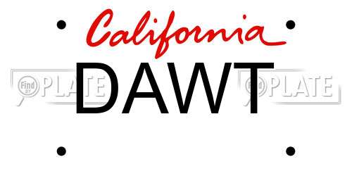 DAWT California License Plate