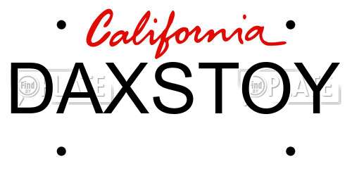 DAXSTOY California License Plate