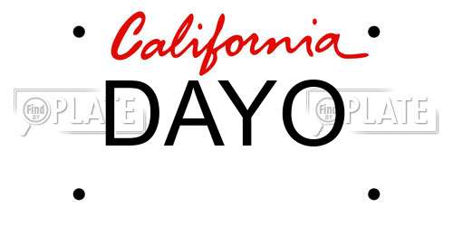 DAYO California License Plate