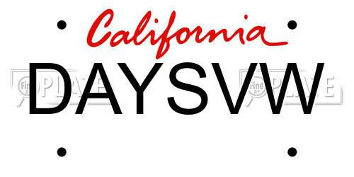 DAYSVW California License Plate