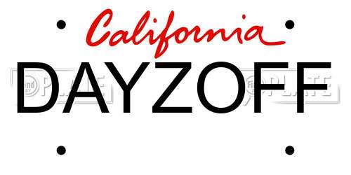 DAYZOFF California License Plate