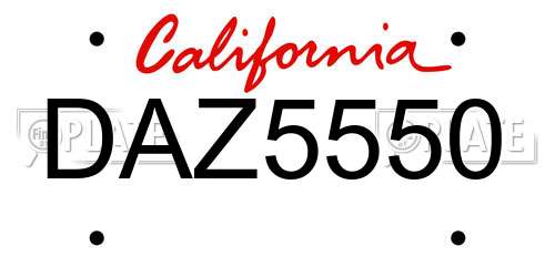 DAZ5550 California License Plate