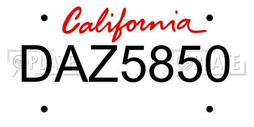 DAZ5850 California License Plate