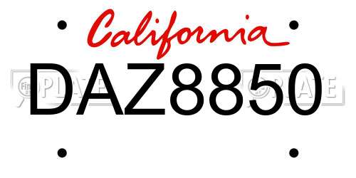 DAZ8850 California License Plate