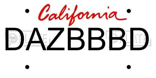 DAZBBBD California License Plate