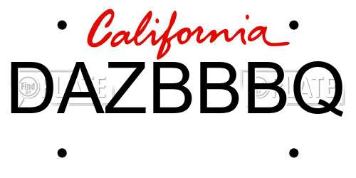 DAZBBBQ California License Plate