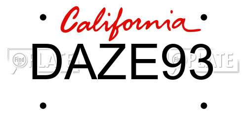 DAZE93 California License Plate