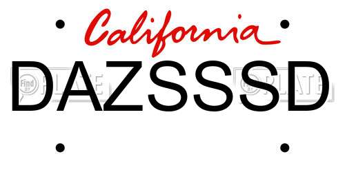 DAZSSSD California License Plate
