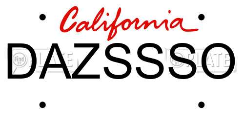 DAZSSSO California License Plate