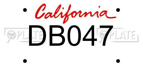 DB047 California License Plate