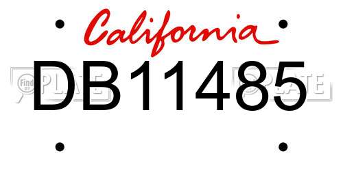 DB11485 California License Plate